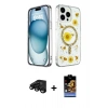 MARSİLYAN™- iPhone 15 Pro Kılıf Kozmos Doku - Siyah Buffer Hayalet Cam Ekran Koruyucu + Raze Metal Kamera Lens - SH