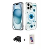 MARSİLYAN™- iPhone 15 Pro Kılıf Kozmos Doku - Siyah Joko 5D Cam + Raze Metal Kamera Lens - SH