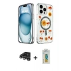 MARSİLYAN™- iPhone 15 Pro Kılıf Kozmos Doku - Siyah Polymer Nano Ekran Koruyucu + Raze Metal Kamera Lens - GS
