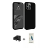 MARSİLYAN™- iPhone 15 Pro Kılıf Kozmos Yansıma Özel Seri - Şeffaf Pasifik Cam Ekran Koruyucu + Siyah Raze Metal Kamera Lens