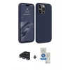 MARSİLYAN™- iPhone 15 Pro Kılıf Kozmos Yansıma Özel Seri - Şeffaf Royal Nano Ekran Koruyucu + Lacivert Raze Metal Kamera Lens