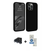 MARSİLYAN™- iPhone 15 Pro Kılıf Kozmos Yansıma Özel Seri - Şeffaf Royal Nano Ekran Koruyucu + Lacivert Raze Metal Kamera Lens