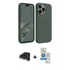 MARSİLYAN™- iPhone 15 Pro Kılıf Kozmos Yansıma Özel Seri - Şeffaf Royal Nano Ekran Koruyucu + Titanyum Gri Raze Metal Kamera Lens