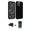 MARSİLYAN™- iPhone 15 Pro Kılıf Kozmos Yansıma Özel Seri - Siyah 360 Mat Full Body Arka Koruyucu + Raze Metal Kamera Lens - SH