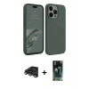 MARSİLYAN™- iPhone 15 Pro Kılıf Kozmos Yansıma Özel Seri - Siyah 360 Mat Full Body Arka Koruyucu + Raze Metal Kamera Lens - TMGI