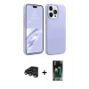 MARSİLYAN™- iPhone 15 Pro Kılıf Kozmos Yansıma Özel Seri - Siyah 360 Mat Full Body Arka Koruyucu + Raze Metal Kamera Lens - TMGI