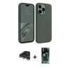 MARSİLYAN™- iPhone 15 Pro Kılıf Kozmos Yansıma Özel Seri - Siyah 360 Mat Full Body Arka Koruyucu + Raze Metal Kamera Lens - GS