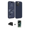 MARSİLYAN™- iPhone 15 Pro Kılıf Kozmos Yansıma Özel Seri - Siyah 360 Mat Full Body Arka Koruyucu + Raze Metal Kamera Lens - SH
