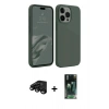 MARSİLYAN™- iPhone 15 Pro Kılıf Kozmos Yansıma Özel Seri - Siyah 360 Mat Full Body Arka Koruyucu + Raze Metal Kamera Lens - SH