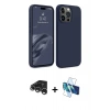 MARSİLYAN™- iPhone 15 Pro Kılıf Kozmos Yansıma Özel Seri - Siyah 3D Antistatik Cam Ekran Koruyucu + Raze Metal Kamera Lens - GS