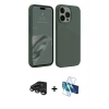 MARSİLYAN™- iPhone 15 Pro Kılıf Kozmos Yansıma Özel Seri - Siyah 3D Antistatik Cam Ekran Koruyucu + Raze Metal Kamera Lens - TMGI