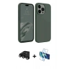 MARSİLYAN™- iPhone 15 Pro Kılıf Kozmos Yansıma Özel Seri - Siyah 3D Antistatik Cam Ekran Koruyucu + Raze Metal Kamera Lens - SH