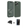 MARSİLYAN™- iPhone 15 Pro Kılıf Kozmos Yansıma Özel Seri - Siyah 3D Antistatik Hayalet Cam Ekran Koruyucu + Raze Metal Kamera Lens - GS