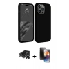 MARSİLYAN™- iPhone 15 Pro Kılıf Kozmos Yansıma Özel Seri - Siyah 3D Antistatik Mat Seramik Nano Ekran Koruyucu + Raze Metal Kamera Lens - GS