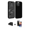 MARSİLYAN™- iPhone 15 Pro Kılıf Kozmos Yansıma Özel Seri - Siyah 3D Antistatik Mat Seramik Nano Ekran Koruyucu + Raze Metal Kamera Lens - SH