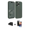 MARSİLYAN™- iPhone 15 Pro Kılıf Kozmos Yansıma Özel Seri - Siyah 3D Antistatik Mat Seramik Nano Ekran Koruyucu + Raze Metal Kamera Lens - SH
