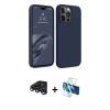 MARSİLYAN™- iPhone 15 Pro Kılıf Kozmos Yansıma Özel Seri - Siyah 3D Antistatik Seramik Nano Ekran Koruyucu + Raze Metal Kamera Lens - LT