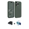 MARSİLYAN™- iPhone 15 Pro Kılıf Kozmos Yansıma Özel Seri - Siyah 3D Antistatik Seramik Nano Ekran Koruyucu + Raze Metal Kamera Lens - LT