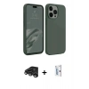 MARSİLYAN™- iPhone 15 Pro Kılıf Kozmos Yansıma Özel Seri - Siyah Bilvis 0.18mm Plus Cam Ekran Koruyucu + Raze Metal Kamera Lens - TMGI