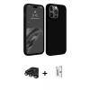 MARSİLYAN™- iPhone 15 Pro Kılıf Kozmos Yansıma Özel Seri - Siyah Bilvis 0.18mm Plus Cam Ekran Koruyucu + Raze Metal Kamera Lens - TMGI