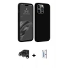 MARSİLYAN™- iPhone 15 Pro Kılıf Kozmos Yansıma Özel Seri - Siyah Bilvis 0.18mm Plus Cam Ekran Koruyucu + Raze Metal Kamera Lens - GS