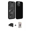 MARSİLYAN™- iPhone 15 Pro Kılıf Kozmos Yansıma Özel Seri - Siyah Bilvis 3D Cam Ekran Koruyucu + Raze Metal Kamera Lens - TMGI