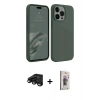 MARSİLYAN™- iPhone 15 Pro Kılıf Kozmos Yansıma Özel Seri - Siyah Bilvis 3D Cam Ekran Koruyucu + Raze Metal Kamera Lens - SH
