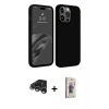MARSİLYAN™- iPhone 15 Pro Kılıf Kozmos Yansıma Özel Seri - Siyah Bilvis 3D Cam Ekran Koruyucu + Raze Metal Kamera Lens - GS