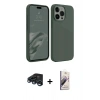 MARSİLYAN™- iPhone 15 Pro Kılıf Kozmos Yansıma Özel Seri - Siyah Bilvis 3D Mat Cam Ekran Koruyucu + Raze Metal Kamera Lens - LT
