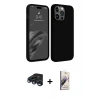MARSİLYAN™- iPhone 15 Pro Kılıf Kozmos Yansıma Özel Seri - Siyah Bilvis 3D Mat Cam Ekran Koruyucu + Raze Metal Kamera Lens - LT