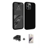 MARSİLYAN™- iPhone 15 Pro Kılıf Kozmos Yansıma Özel Seri - Siyah Bilvis 3D Mat Cam Ekran Koruyucu + Raze Metal Kamera Lens - GS