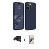 MARSİLYAN™- iPhone 15 Pro Kılıf Kozmos Yansıma Özel Seri - Siyah Bilvis 3D Mat Cam Ekran Koruyucu + Raze Metal Kamera Lens - GS
