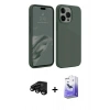 MARSİLYAN™- iPhone 15 Pro Kılıf Kozmos Yansıma Özel Seri - Siyah Bilvis 5in1 5D Magic Hayalet Cam Ekran Koruyucu + Raze Metal Kamera Lens - SH