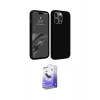 MARSİLYAN™- iPhone 15 Pro Kılıf Kozmos Yansıma Özel Seri - Siyah Bilvis 5in1 5D Magic Hayalet Cam Ekran Koruyucu