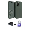 MARSİLYAN™- iPhone 15 Pro Kılıf Kozmos Yansıma Özel Seri - Siyah Bilvis 5in1 5D Magic Hayalet Cam Ekran Koruyucu + Lacivert Raze Metal Kamera Lens