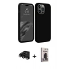 MARSİLYAN™- iPhone 15 Pro Kılıf Kozmos Yansıma Özel Seri - Siyah Bilvis Hayalet Cam Ekran Koruyucu + Raze Metal Kamera Lens - SH