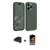 MARSİLYAN™- iPhone 15 Pro Kılıf Kozmos Yansıma Özel Seri - Siyah Buffer Hayalet Cam Ekran Koruyucu + Raze Metal Kamera Lens - LT