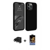 MARSİLYAN™- iPhone 15 Pro Kılıf Kozmos Yansıma Özel Seri - Siyah Buffer Hayalet Cam Ekran Koruyucu + Siyah Raze Metal Kamera Lens