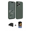 MARSİLYAN™- iPhone 15 Pro Kılıf Kozmos Yansıma Özel Seri - Siyah Buffer Hayalet Cam Ekran Koruyucu + Siyah Raze Metal Kamera Lens
