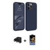 MARSİLYAN™- iPhone 15 Pro Kılıf Kozmos Yansıma Özel Seri - Siyah Buffer Hayalet Cam Ekran Koruyucu + Siyah Raze Metal Kamera Lens