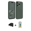 MARSİLYAN™- iPhone 15 Pro Kılıf Kozmos Yansıma Özel Seri - Siyah Polymer Nano Ekran Koruyucu + Raze Metal Kamera Lens - SH