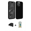 MARSİLYAN™- iPhone 15 Pro Kılıf Kozmos Yansıma Özel Seri - Siyah Polymer Nano Ekran Koruyucu + Raze Metal Kamera Lens - SH