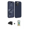 MARSİLYAN™- iPhone 15 Pro Kılıf Kozmos Yansıma Özel Seri - Siyah Polymer Nano Ekran Koruyucu + Raze Metal Kamera Lens - SH