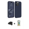 MARSİLYAN™- iPhone 15 Pro Kılıf Kozmos Yansıma Özel Seri - Siyah Polymer Nano Ekran Koruyucu + Raze Metal Kamera Lens - TMGI