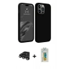 MARSİLYAN™- iPhone 15 Pro Kılıf Kozmos Yansıma Özel Seri - Siyah Polymer Nano Ekran Koruyucu + Raze Metal Kamera Lens - TMGI