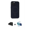 MARSİLYAN™- iPhone 15 Pro Kılıf Kutup Serisi - Siyah 3D Antistatik Seramik Nano Ekran Koruyucu + Raze Metal Kamera Lens - SH