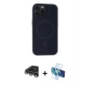 MARSİLYAN™- iPhone 15 Pro Kılıf Kutup Serisi - Siyah 3D Antistatik Seramik Nano Ekran Koruyucu + Raze Metal Kamera Lens - GS