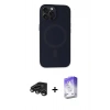 MARSİLYAN™- iPhone 15 Pro Kılıf Kutup Serisi - Siyah Bilvis 5in1 3D Magic Cam Ekran Koruyucu + Raze Metal Kamera Lens - TMGI