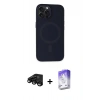 MARSİLYAN™- iPhone 15 Pro Kılıf Kutup Serisi - Siyah Bilvis 5in1 3D Magic Cam Ekran Koruyucu + Raze Metal Kamera Lens - SH