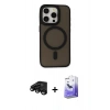 MARSİLYAN™- iPhone 15 Pro Kılıf Kutup Serisi - Siyah Bilvis 5in1 5D Magic Hayalet Cam Ekran Koruyucu + Raze Metal Kamera Lens - SH